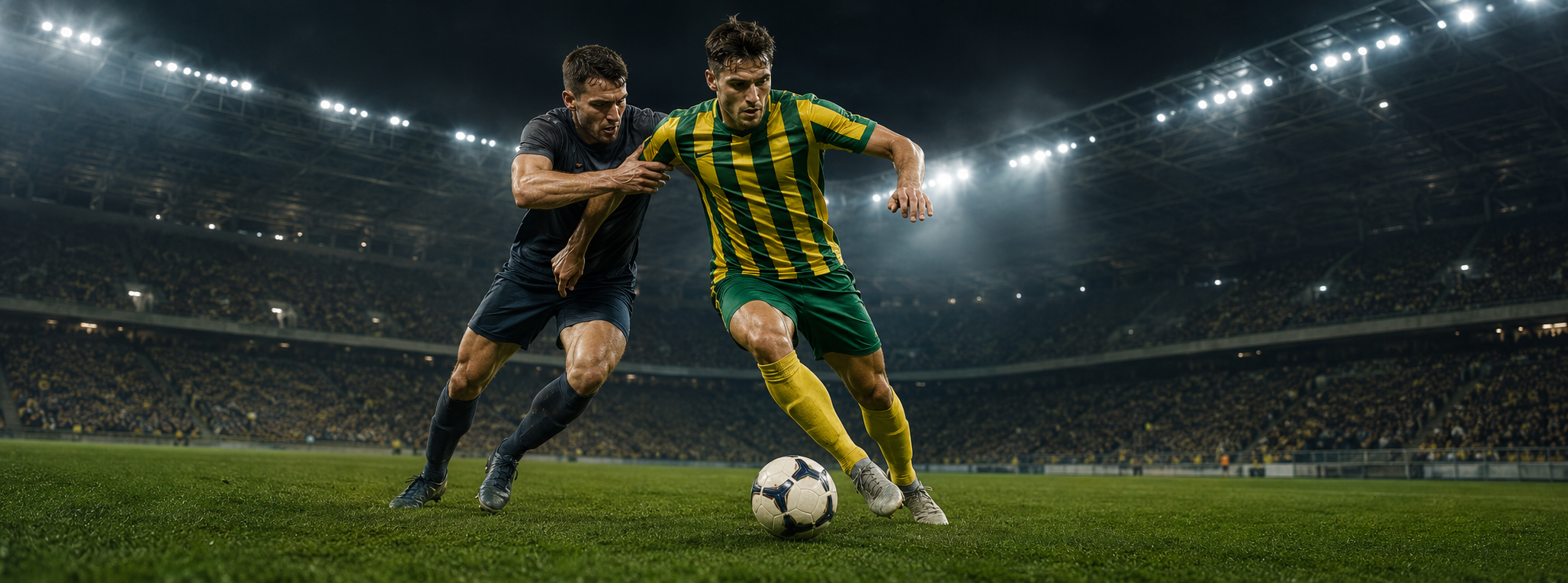 Football action in Achyronas-Onisilos green and yellow